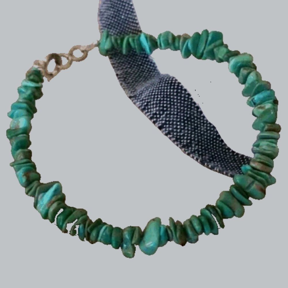 Green turquoise sterling silver bracelet